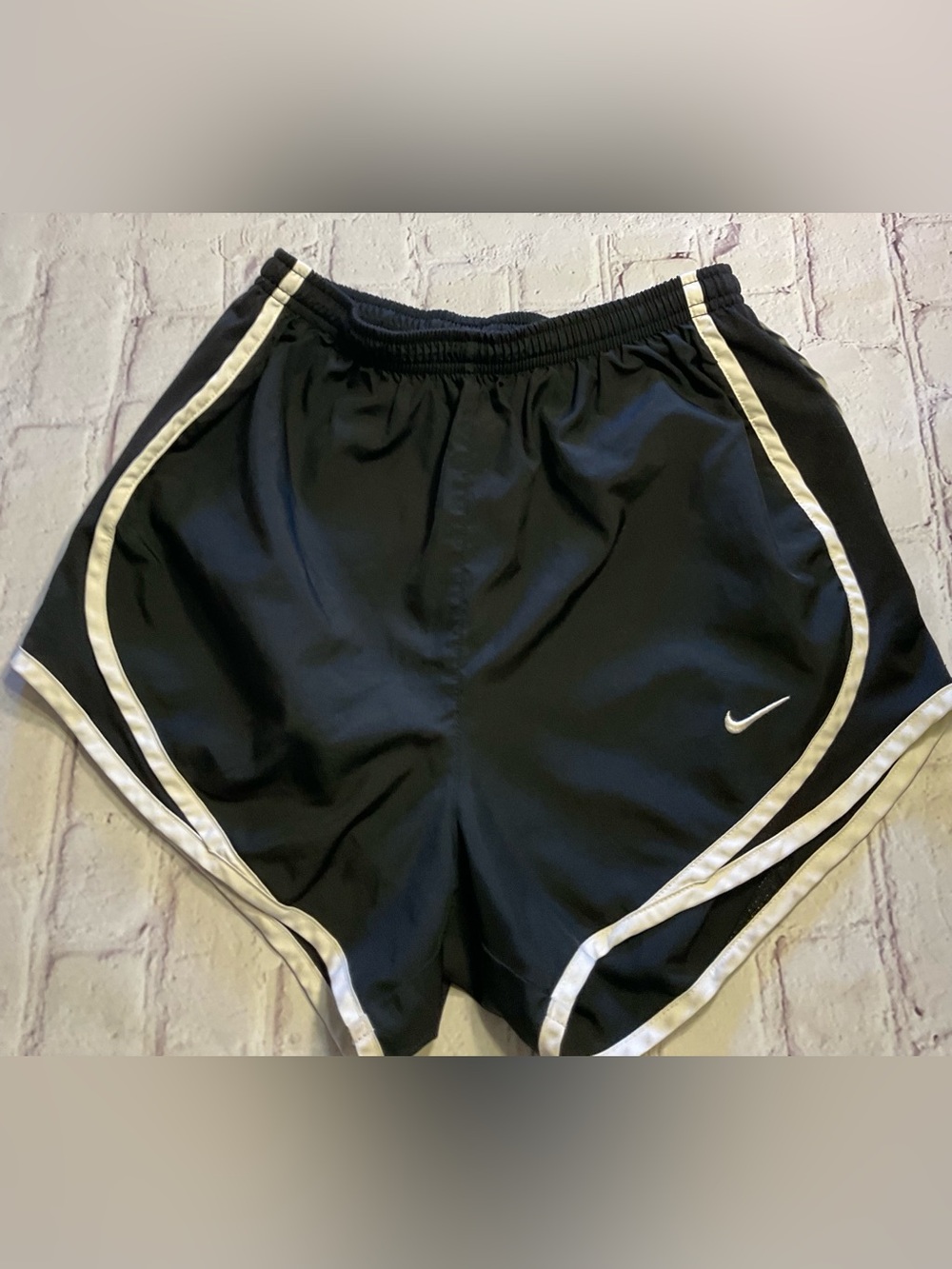 Nike Women's Black Athletic Shorts with White Piping